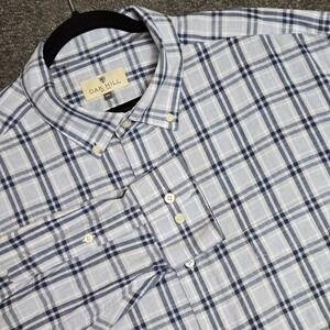 Oak Hill Men's 2XLT Shirt Cotton Long Sleeve Button Blue Plaid Check